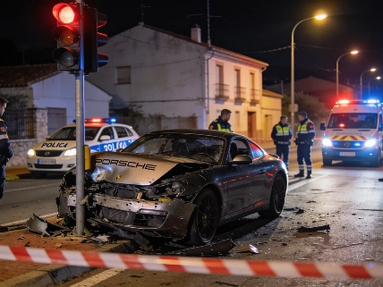 Copilot Killed After Porsche Crashes Into Traffic Light in Hinojedo RUSSPAIN.com