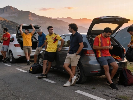 Ten Fans Drive Overnight to Back Sporting in Andorra RUSSPAIN.com