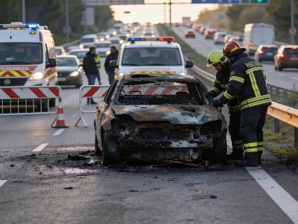 Car fire on Madrid ring road triggers traffic chaos and injuries RUSSPAIN.com