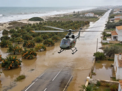 Helicopters rescue residents from flood-isolated Oliva coast RUSSPAIN.com