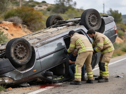 Firefighters free occupant after crash on CV-50 in Catadau RUSSPAIN.com