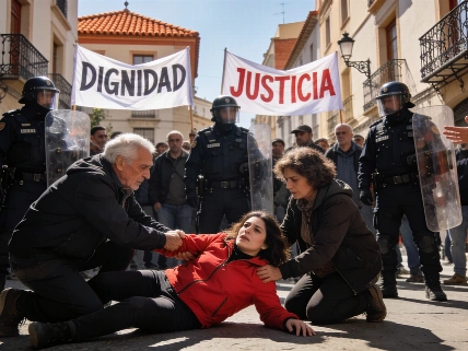 Valencia Riot Police Officer Charged After Pushing Retired Teacher RUSSPAIN.com