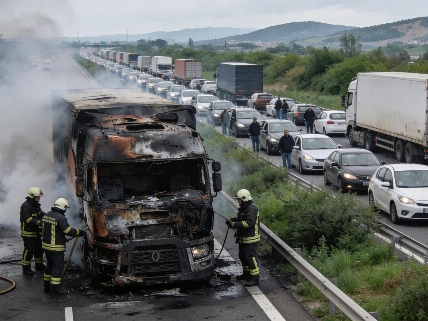 Truck Fire on AP-7 Causes 13-Kilometre Traffic Jam Near Barcelona RUSSPAIN.com
