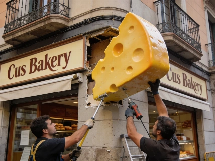 Boom Cake forced to remove giant cheese sign after city sanction RUSSPAIN.com