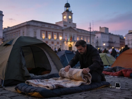 Madrid's Sol camp stays through first quiet night of housing protest RUSSPAIN.com