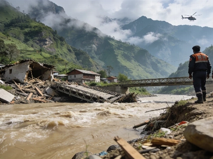 Flood Sweeps Away Homes and Bridges in Nepal RUSSPAIN.com