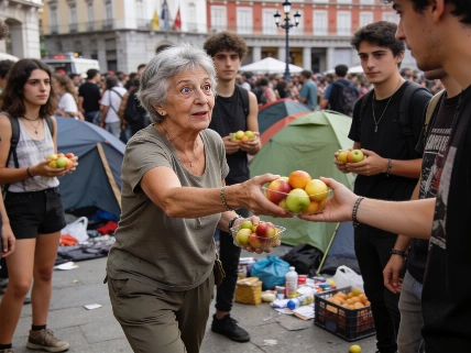 Amelia Sánchez brings new energy to Madrid protest at Puerta del Sol RUSSPAIN.com