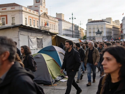 Madrid housing camp draws education march into Puerta del Sol RUSSPAIN.com