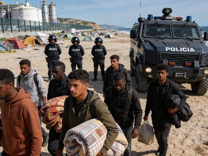 Police launch partial migrant eviction at Trampolín beach in Ceuta RUSSPAIN.com