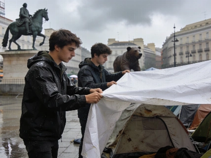 Madrid housing camp holds through rain and provocations RUSSPAIN.com