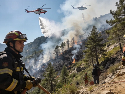 Firefighters Battle Mountain Blaze Near Aigüestortes Park in Lleida RUSSPAIN.com