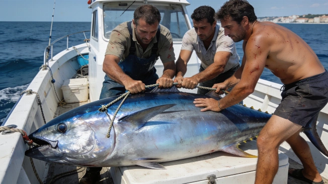 Three Brothers Land 230-Kilo Bluefin Tuna After Grueling Two-Hour Battle RUSSPAIN.com