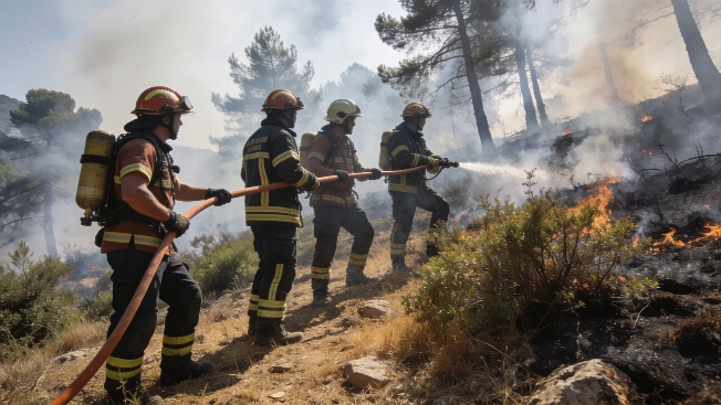 Firefighters Battle Forest Blaze in Collserola Near Esplugues de Llobregat RUSSPAIN.com