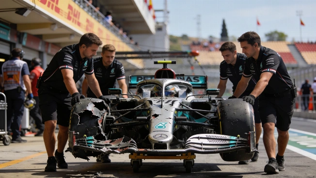 Hamilton's car heavily damaged in Madring crash RUSSPAIN.com