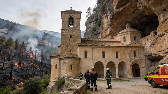 San Juan de la Peña Monasteries Protected as Wildfire Threatens Huesca RUSSPAIN.com