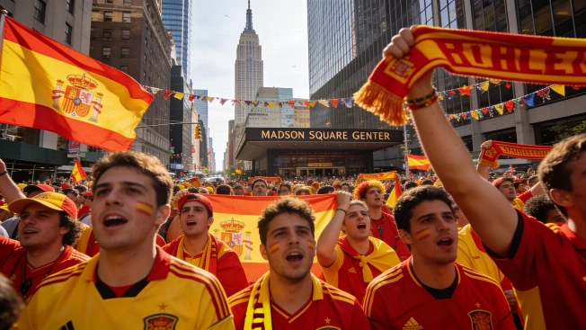 Spanish Fans Fill Madison Square Garden Area Ahead of World Cup Final RUSSPAIN.com