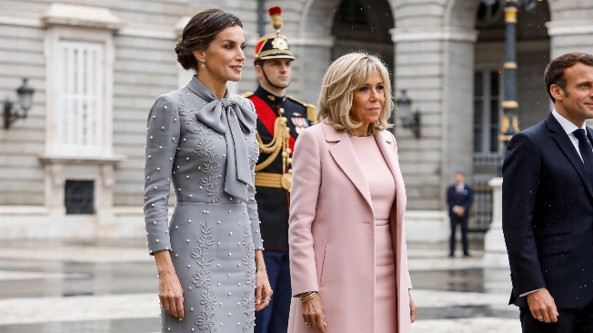 Letizia brings back Pertegaz dress for Macron state visit RUSSPAIN.com