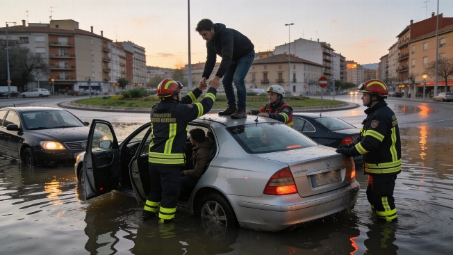 Rescue teams pull drivers from flooded cars in Granollers RUSSPAIN.com