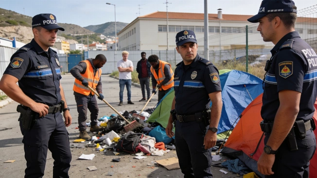 Police Clear Migrant Camp Near Loma Colmenar Reception Centre in Ceuta RUSSPAIN.com