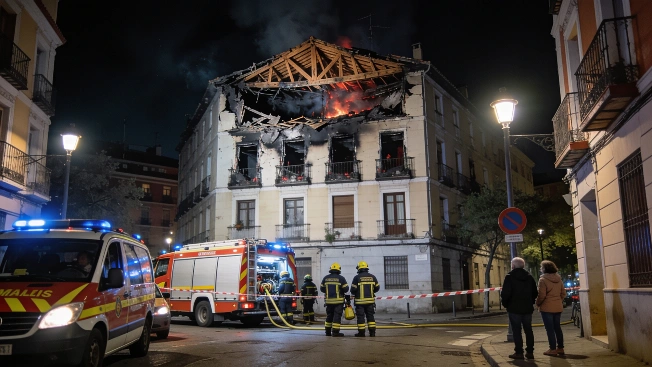 Fire Destroys Roof Structure in Chamberí Apartment Building RUSSPAIN.com