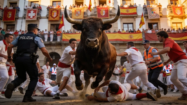 Two Gored in Violent Jandilla Bull Run at Pamplona City Hall RUSSPAIN.com