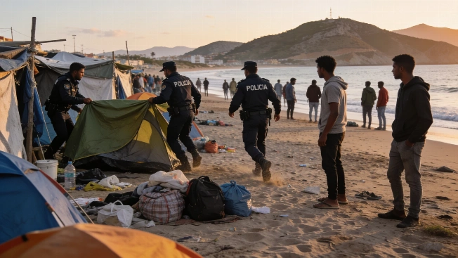 Police Clear Trampolín Beach in Ceuta Again as Migrants Return RUSSPAIN.com