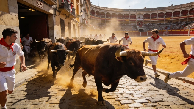 Miura Bulls Set Record Pace and Lap in San Fermín’s Seventh Run RUSSPAIN.com