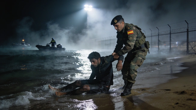 Nighttime Rescue on El Tarajal Beach as Migrants Reach Ceuta RUSSPAIN.com