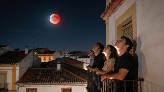 Red-Hued Partial Lunar Eclipse Observed Across Spain RUSSPAIN.com