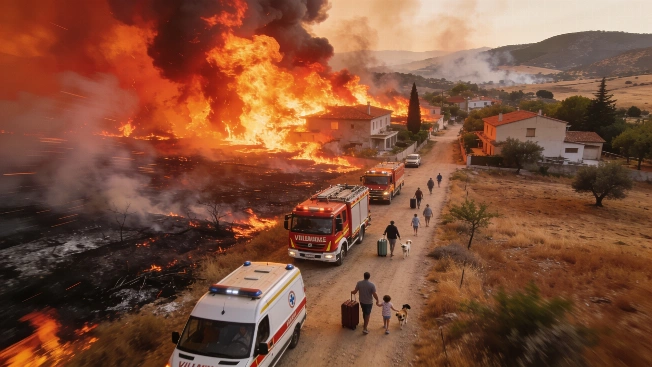 Wildfire Forces Evacuation of El Encinar del Alberche in Villa del Prado RUSSPAIN.com