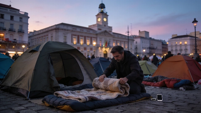 Madrid's Sol camp stays through first quiet night of housing protest RUSSPAIN.com