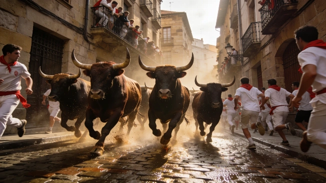 Six Injured in Fast San Fermín 2026 Run With Miura Bulls in Pamplona RUSSPAIN.com