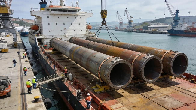 Giant Monopiles Shipped from Bilbao for World’s Largest Offshore Wind Farm RUSSPAIN.com
