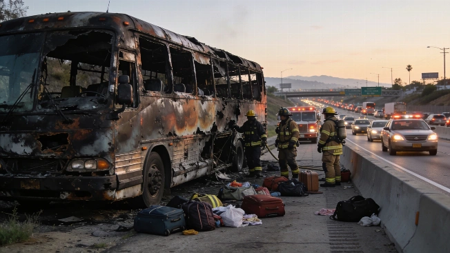 Fatal Bus Fire on 60 Freeway Disrupts Morning Traffic in Los Angeles RUSSPAIN.com