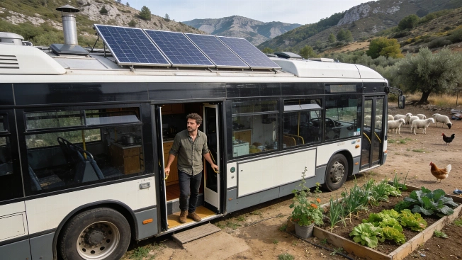 He Bought a €1,200 Bus and Now Lives Off-Grid Near Madrid RUSSPAIN.com