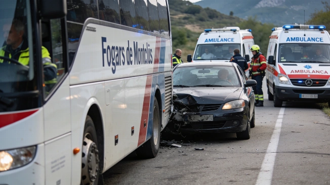 Bus-car crash in Fogars de Montclús leaves at least 41 injured RUSSPAIN.com