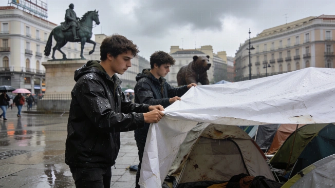 Madrid housing camp holds through rain and provocations RUSSPAIN.com