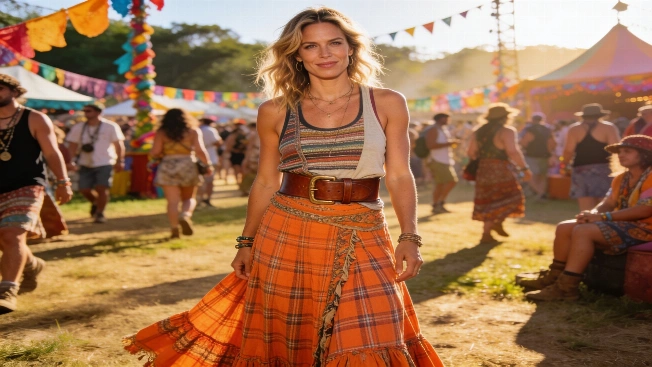 Elsa Pataky Sets Boho Plaid Skirt as Summer Festival Trend RUSSPAIN.com