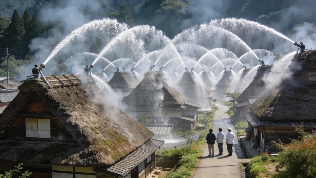 How a Japanese Village Shields Its Historic Homes With 62 Water Cannons RUSSPAIN.com
