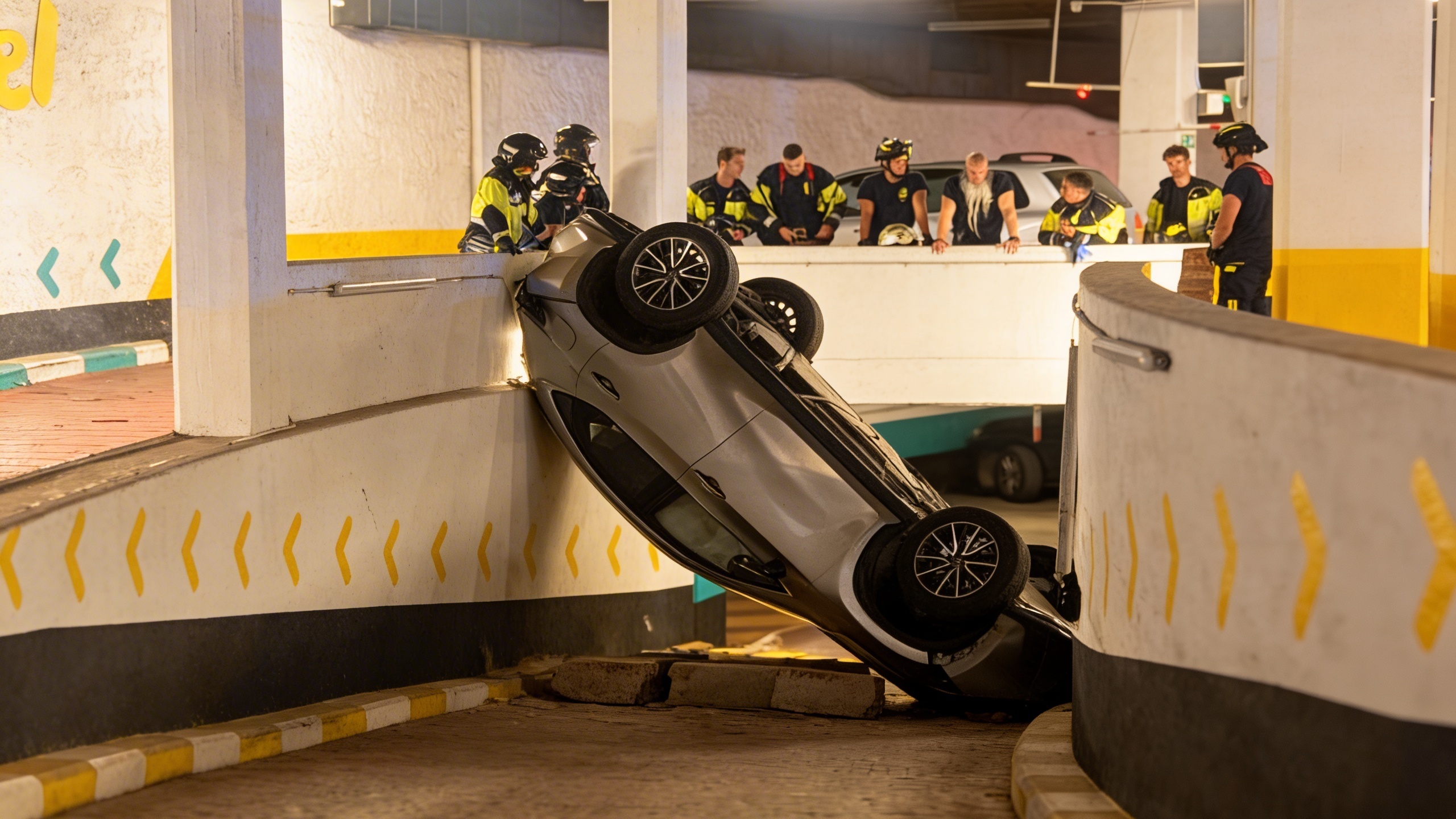Car plunges in Madrid parking lot leaves two injured RUSSPAIN.com