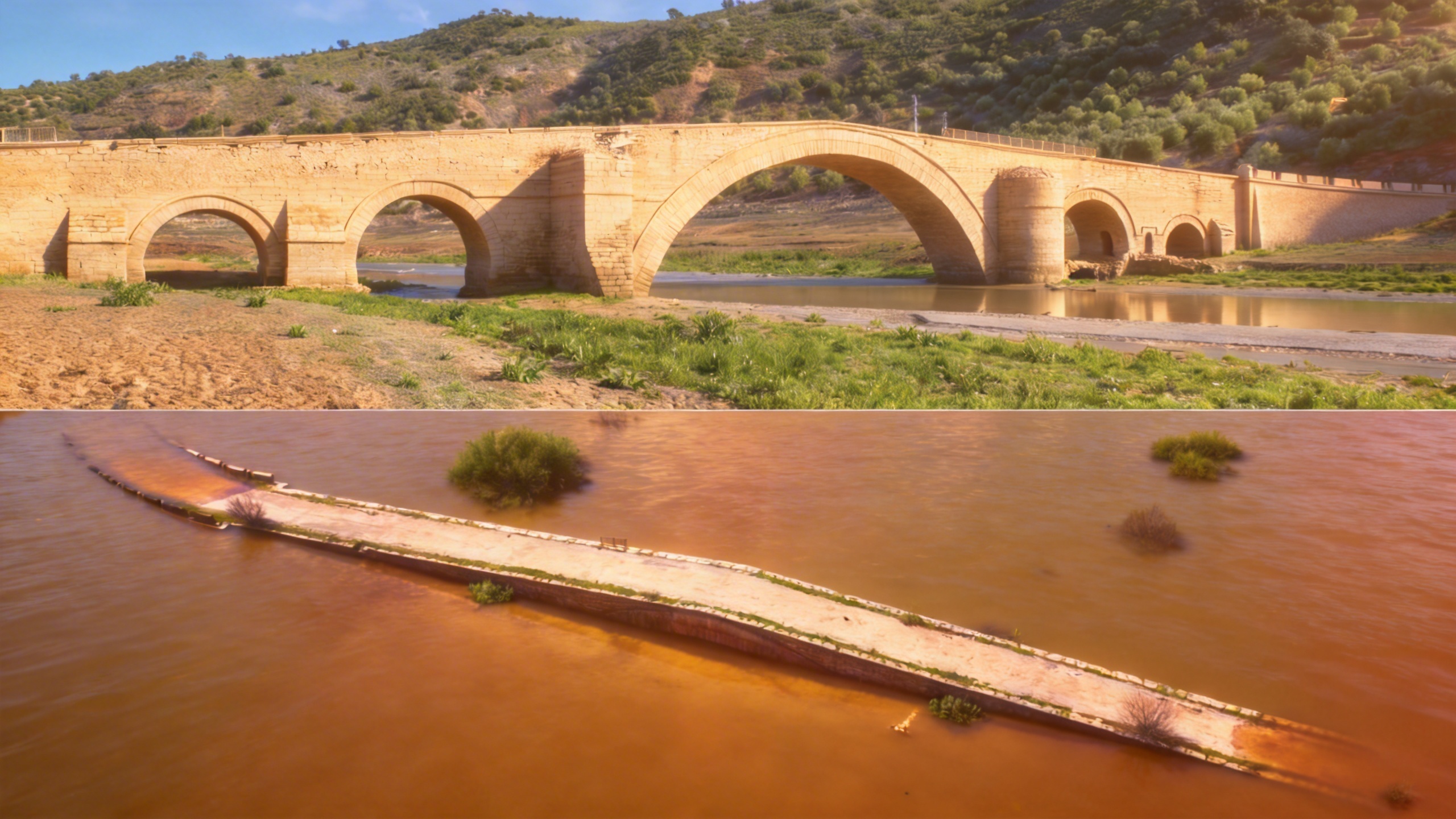 Heavy rains flood historic bridge in Jaén RUSSPAIN.com