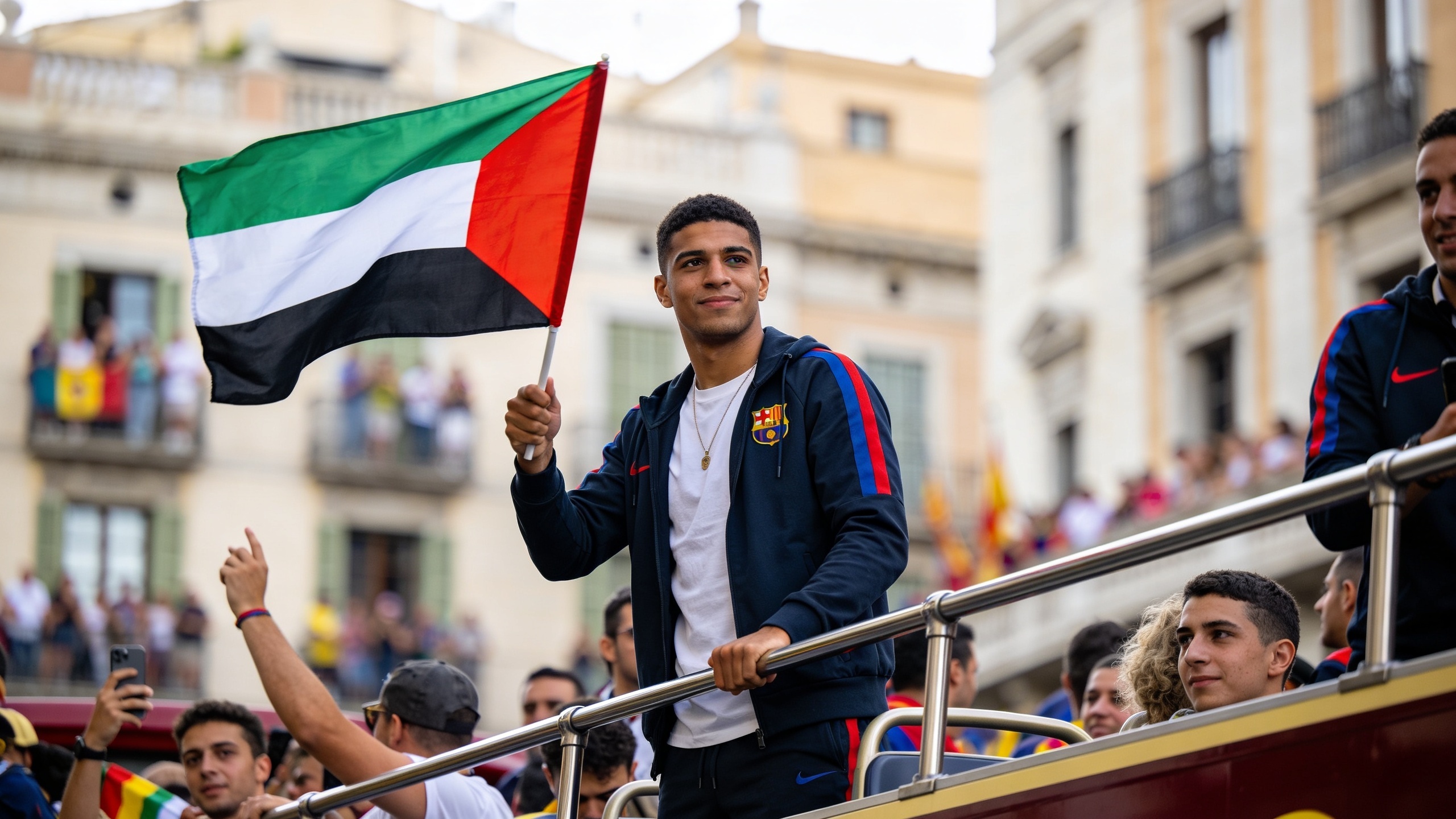 Barcelona footballer sparks reaction with gesture at champions parade RUSSPAIN.com