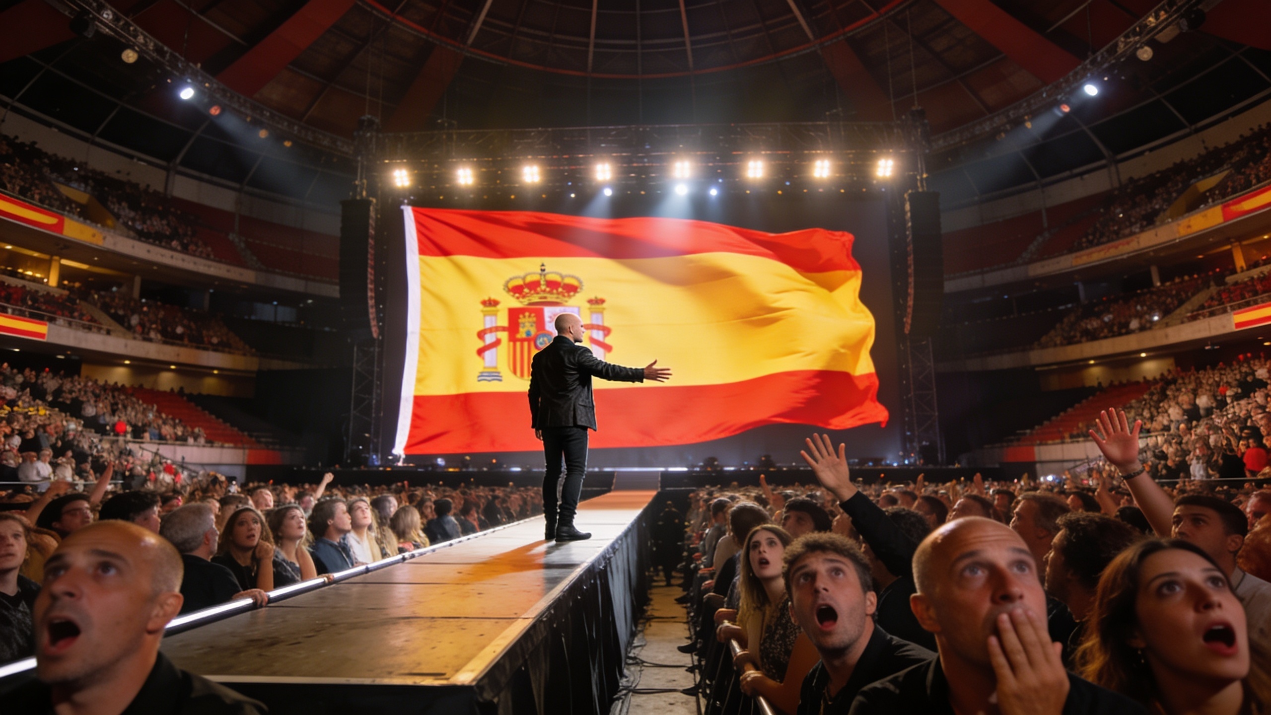 The Spanish flag at Eros Ramazzotti's concert in Barcelona sparked mixed reactions RUSSPAIN.com