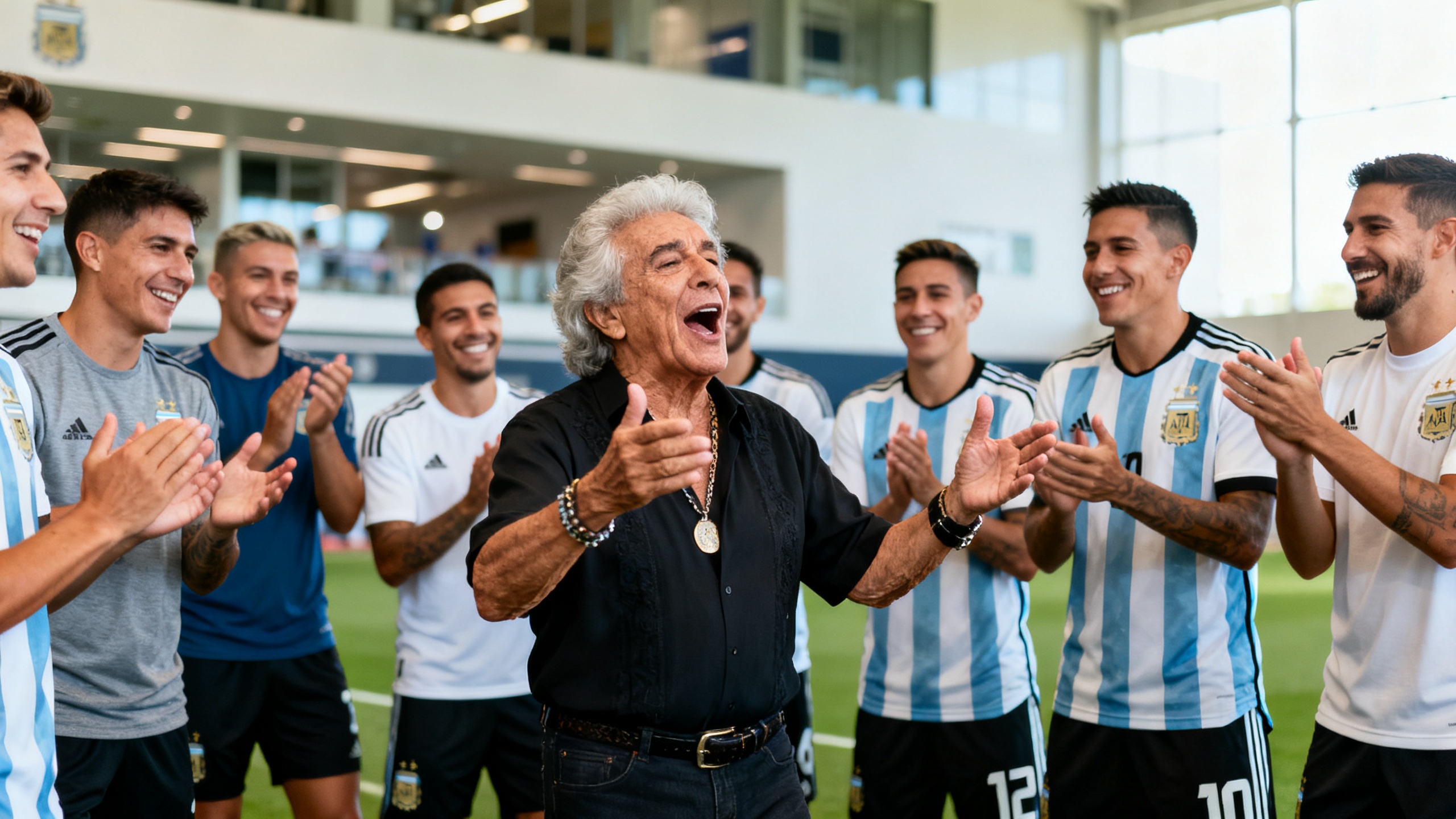 Musician visits Argentina national team camp in Kansas City ahead of match against Algeria RUSSPAIN.com