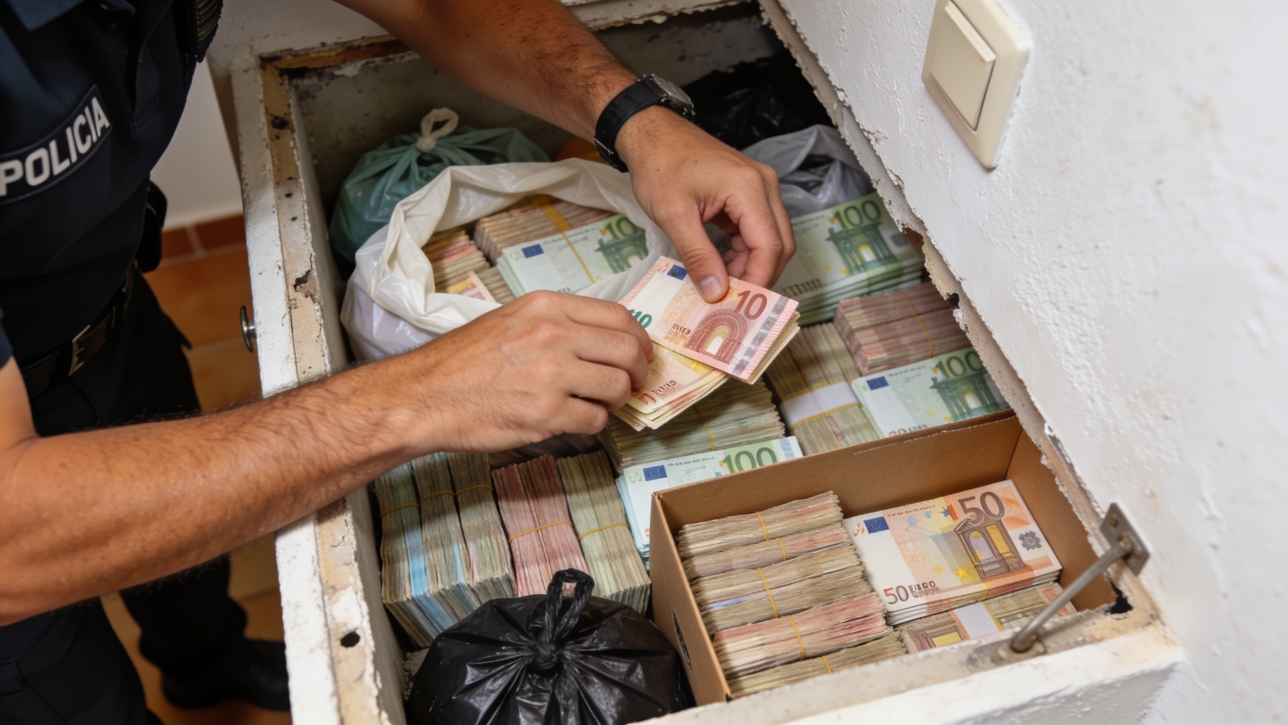 Hidden stashes with millions in cash found in police officer's home near Madrid RUSSPAIN.com