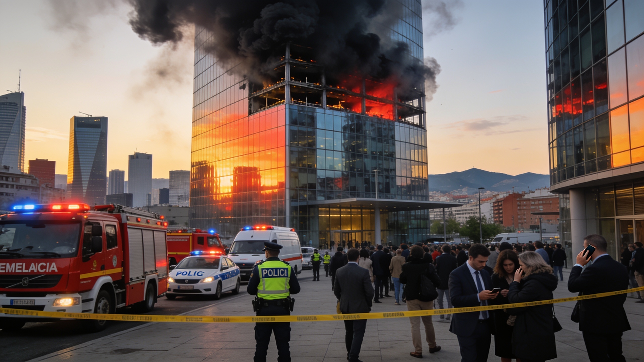 Fire on 24th Floor Forces Evacuation of Torre Moeve in Madrid RUSSPAIN.com