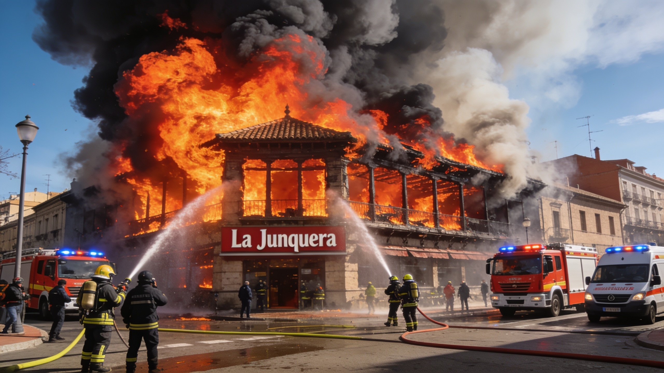 Major Fire Forces Evacuation at La Junquera Restaurant in Zaragoza RUSSPAIN.com