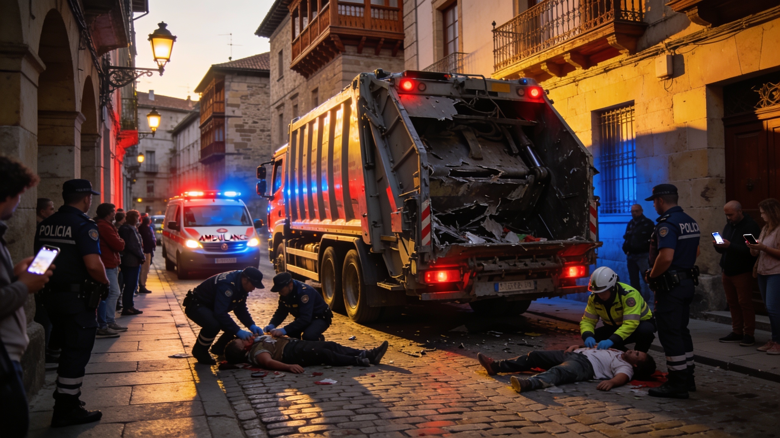 Garbage Truck Brake Failure Causes Multiple Pedestrian Injuries in Pamplona RUSSPAIN.com