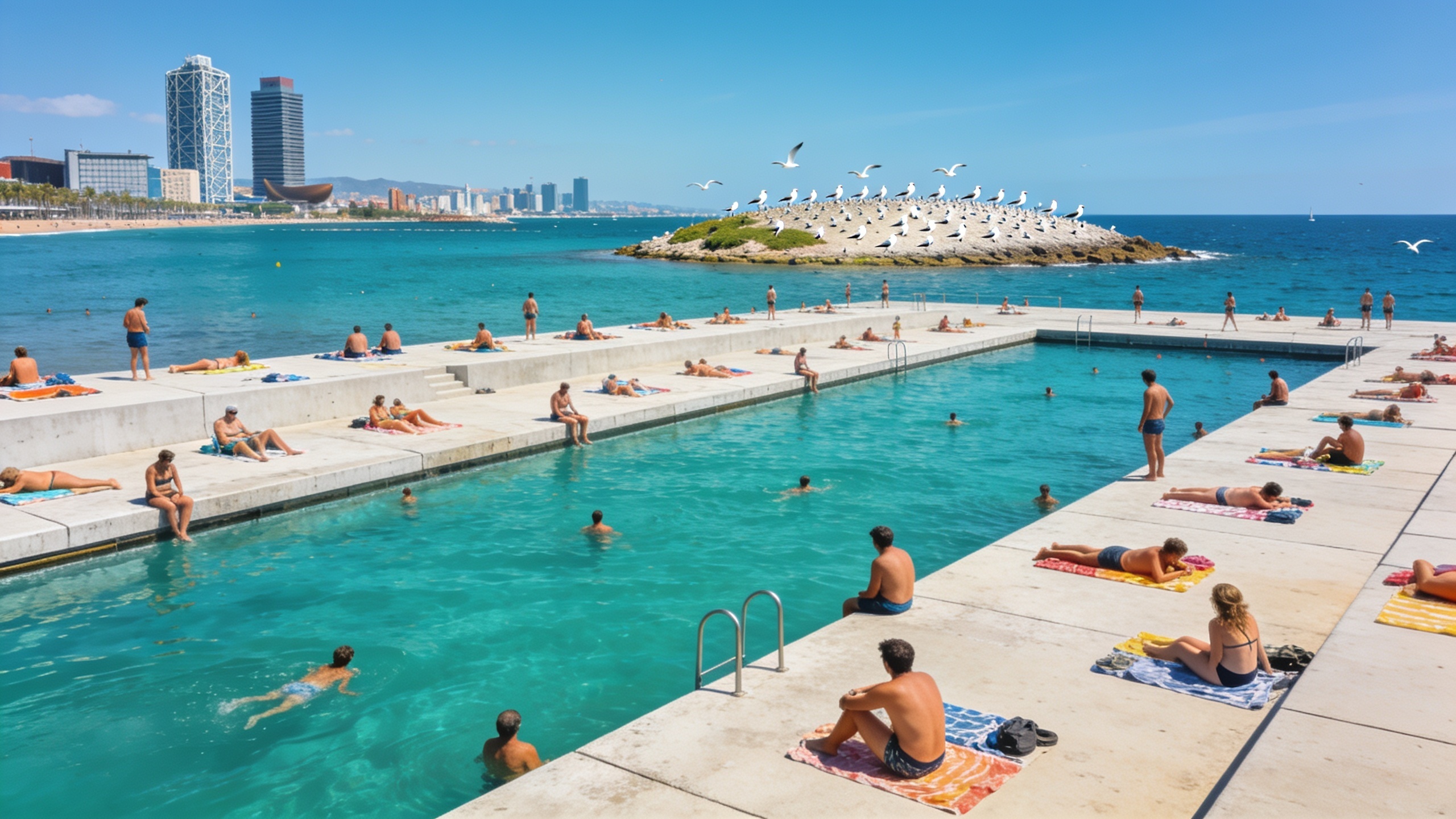 Barcelona’s Largest Seawater Pool Reopens with Free Entry and Bird Sanctuary RUSSPAIN.com