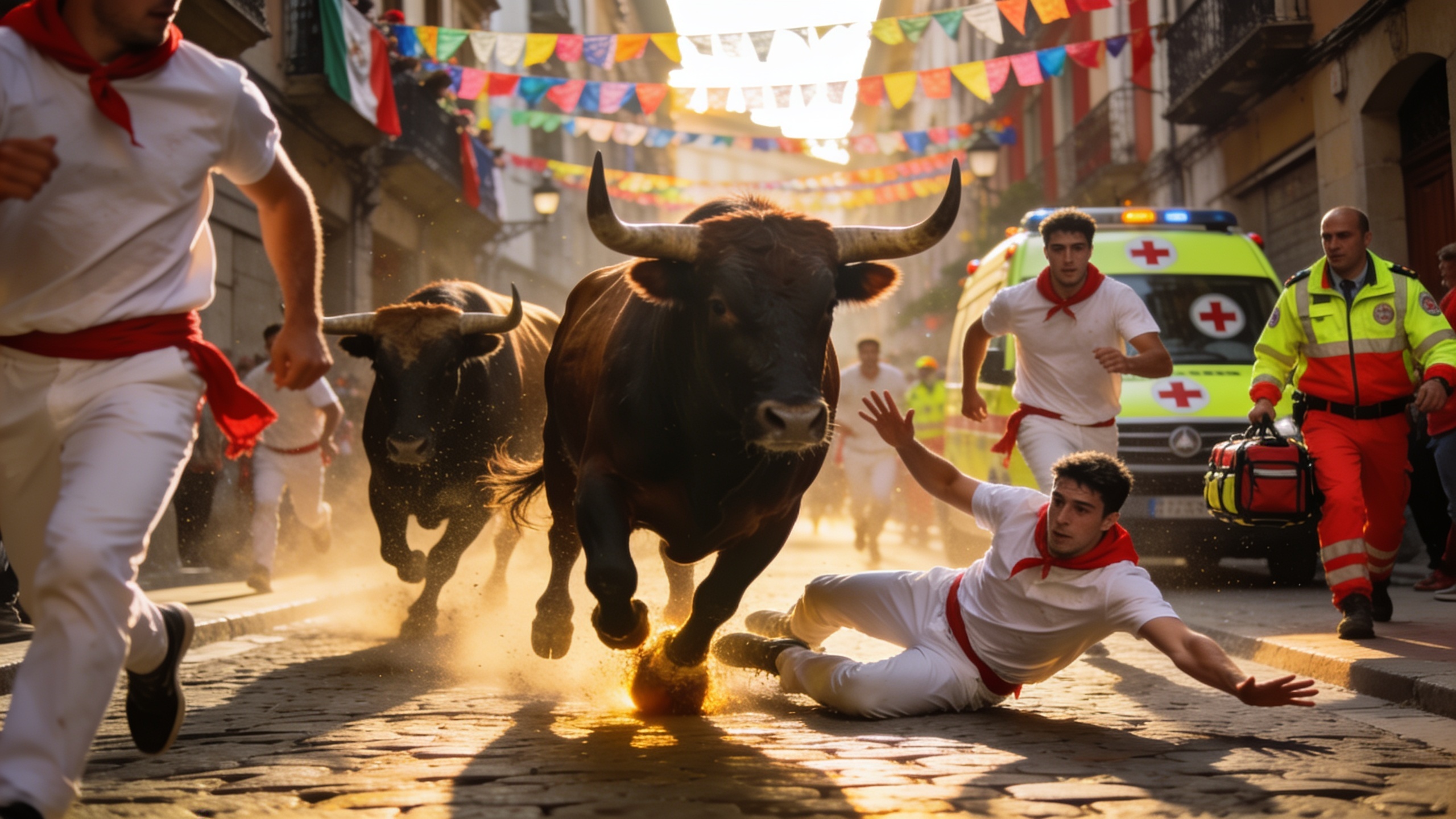 American Runner Gored During Fast San Fermín Bull Run in Pamplona RUSSPAIN.com